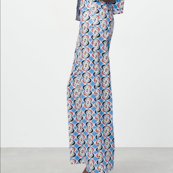 BRAND NEW ZARA LINEN BLEND GEOMETRIC PRINT PANTS - Picture 6 of 16